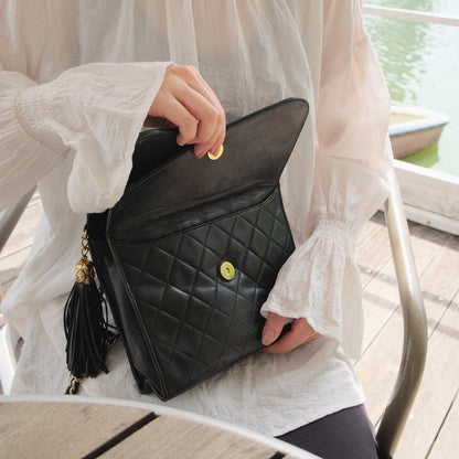 Chanel Vintage Tassel Asymmetrical Double Flap Bag [2]