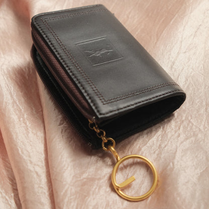 YSL Saint Laurent Leather Compact Zip Around Wallet