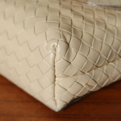 Bottega Veneta Vintage Ivory Intrecciato Weave Turnlock Mini Shoulder Bag