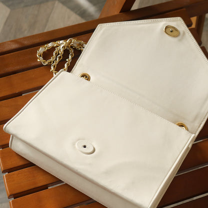 Chanel Vintage White Lambskin Coco Mark Timeless Classic Flap Bag