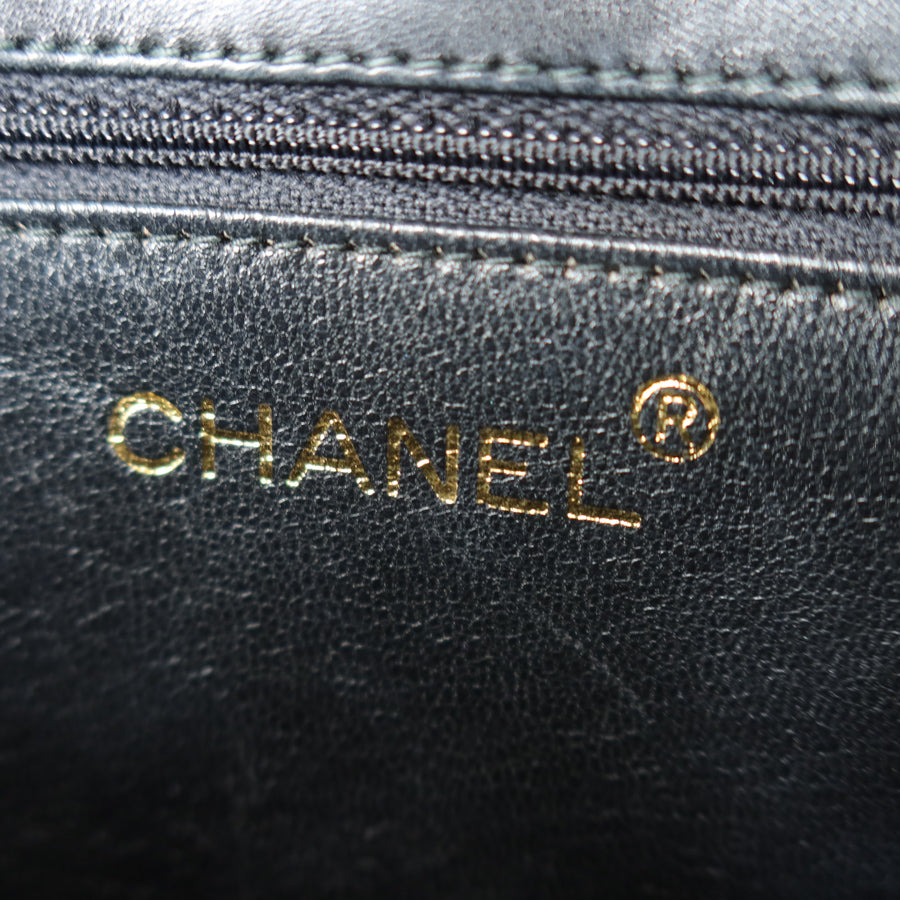 Chanel Vintage Black Lambskin Tassel Asymmetrical Double Flap Bag