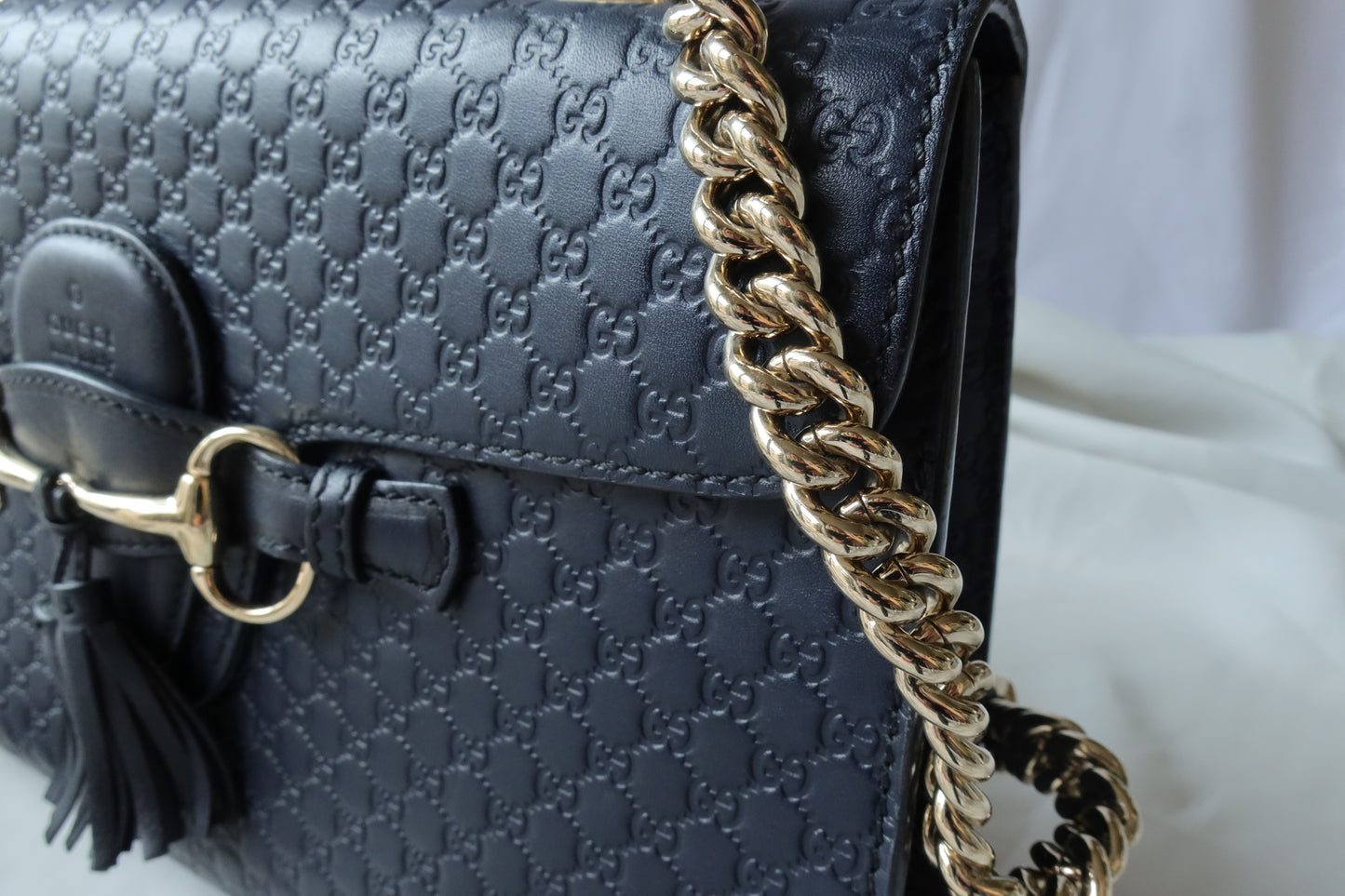 Gucci Pre-loved Monogram Horsebit Chain Strap Shoulder Bag 8