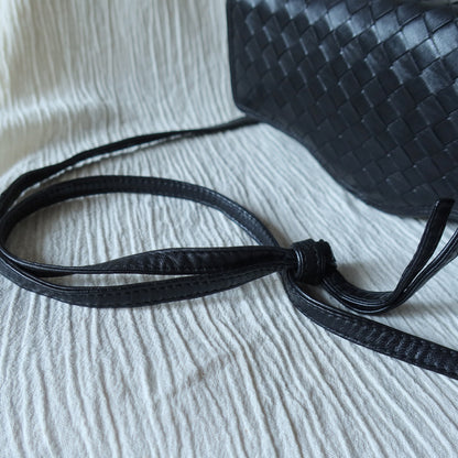 Bottega Veneta Vintage Black Intrecciato Crossbody Pouch Flap Bag