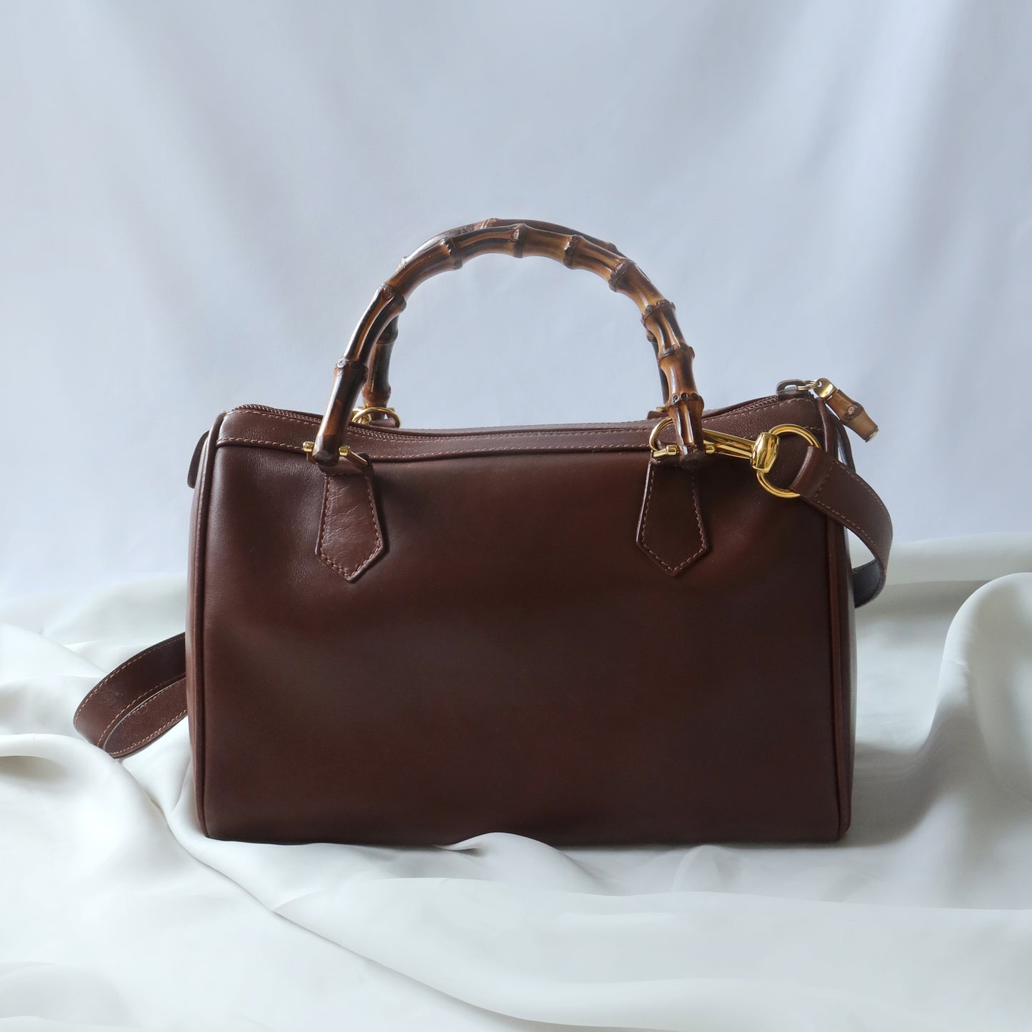 Gucci Vintage Brown Boston Bag with Bamboo Handles