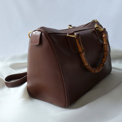 Gucci Vintage Brown Boston Bag with Bamboo Handles