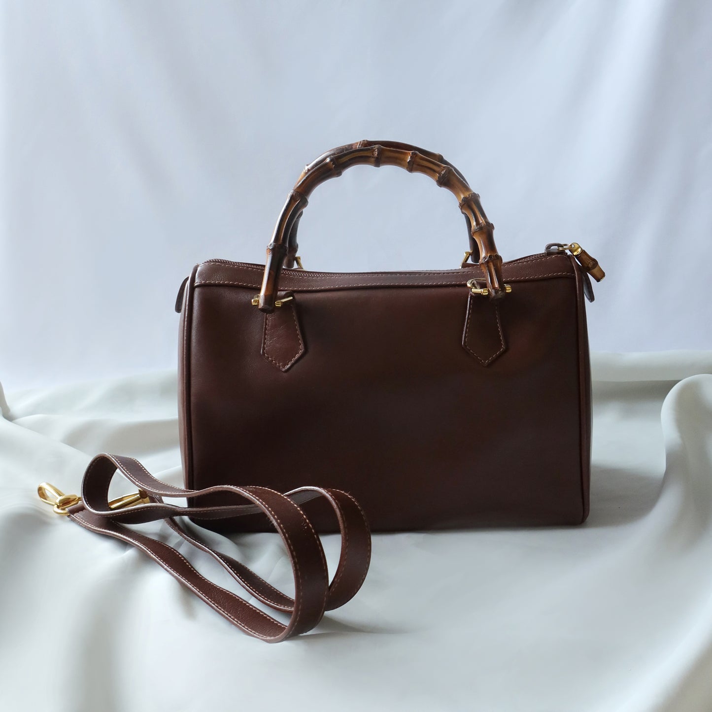 Gucci Vintage Brown Boston Bag with Bamboo Handles