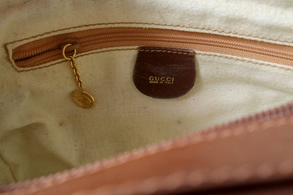 Gucci Vintage Brown Leather 2way Bag with Bamboo Handles