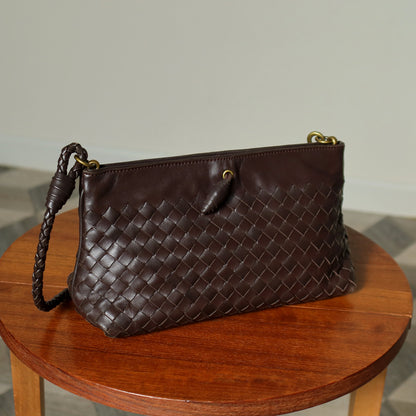 Bottega Veneta Vintage Dark Brown Intrecciato 2way Shoulder Clutch Bag