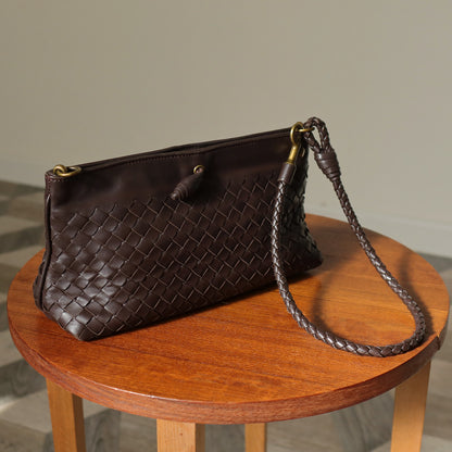 Bottega Veneta Vintage Dark Brown Intrecciato 2way Shoulder Clutch Bag