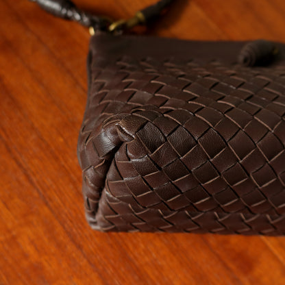 Bottega Veneta Vintage Dark Brown Intrecciato 2way Shoulder Clutch Bag