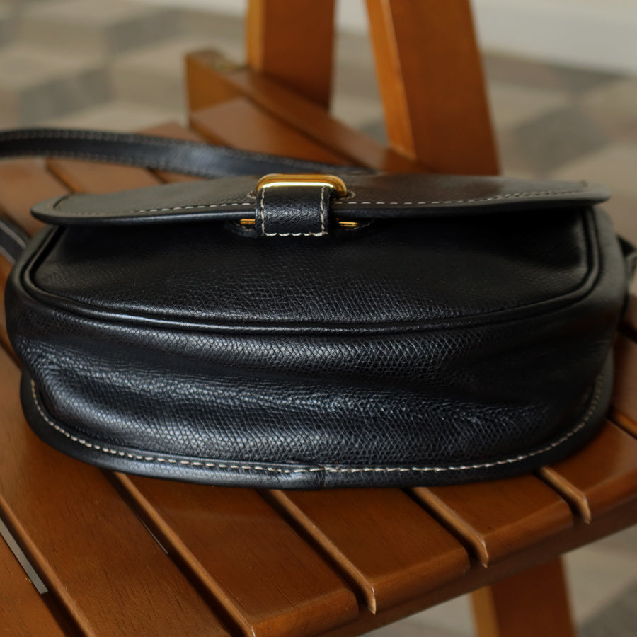 Loewe Vintage Black Leather Anagram Crossbody Flap Bag