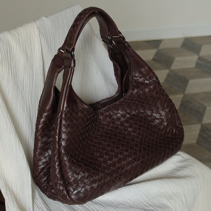 Bottega Veneta Vintage Dark Brown Medium Intrecciato Hobo Shoulder Bag