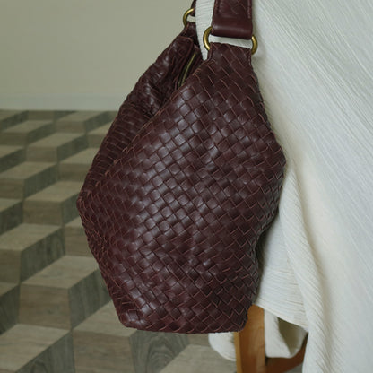 Bottega Veneta Vintage Mauve Brown Intrecciato Leather Hobo Shoulder Bag