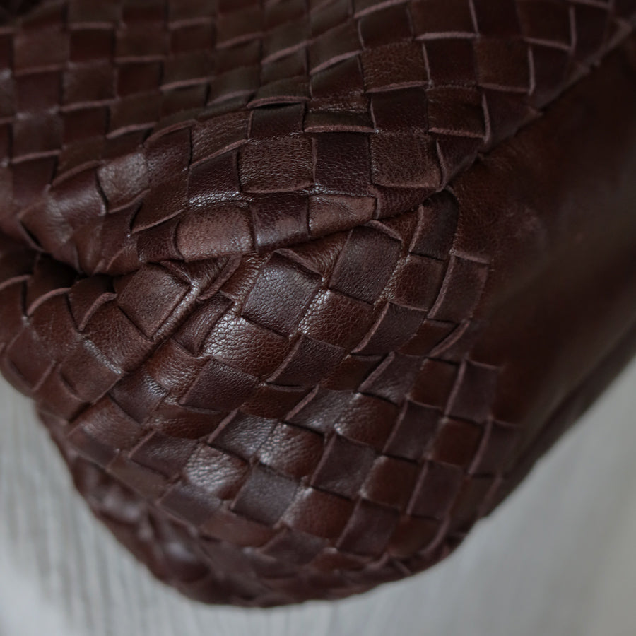 Bottega Veneta Vintage Dark Brown Medium Intrecciato Hobo Shoulder Bag