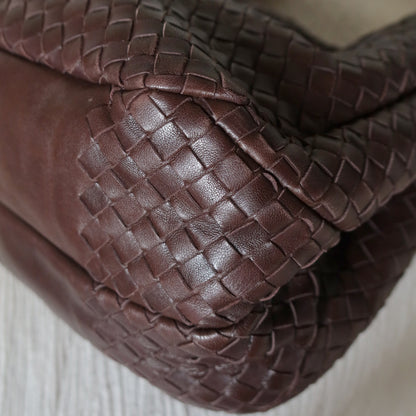 Bottega Veneta Vintage Dark Brown Medium Intrecciato Hobo Shoulder Bag