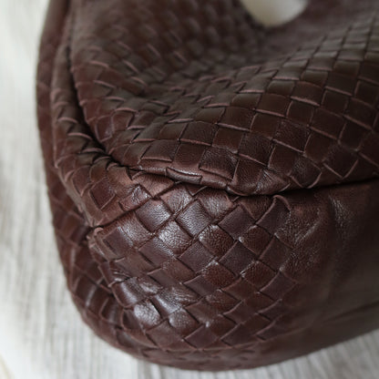 Bottega Veneta Vintage Dark Brown Medium Intrecciato Hobo Shoulder Bag