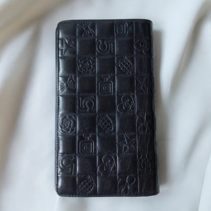 Chanel Pre-loved Iconic Chocolate Bar Bi-fold Long Wallet