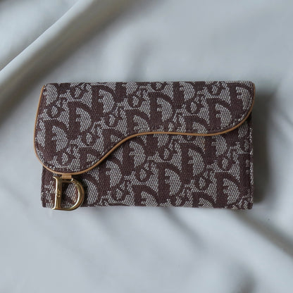 Christian Dior Caramel Brown Trotter Monogram Saddle Flap wallet 1