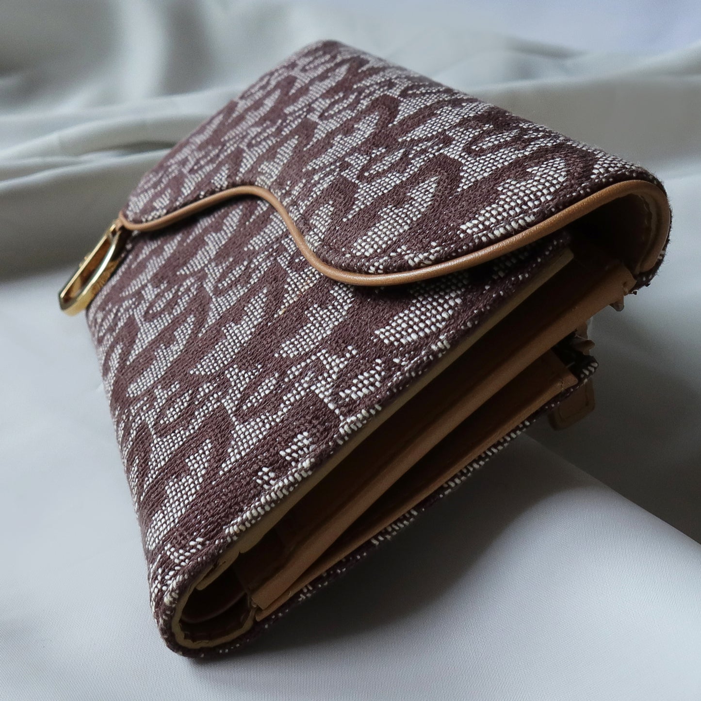 Christian Dior Caramel Brown Trotter Monogram Saddle Flap wallet 6