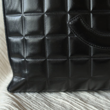 Chanel Vintage Black Quilted Chocolate Bar CC Mark Shoulder Tote Bag