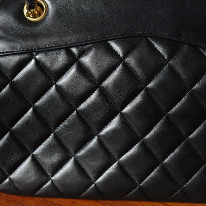 Chanel Vintage Black Lambskin Matelasse Diamond Quilted Shoulder Bag