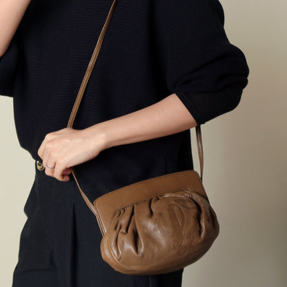 Loewe Vintage Caramel Brown Leather Anagram Clutch Crossbody Bag