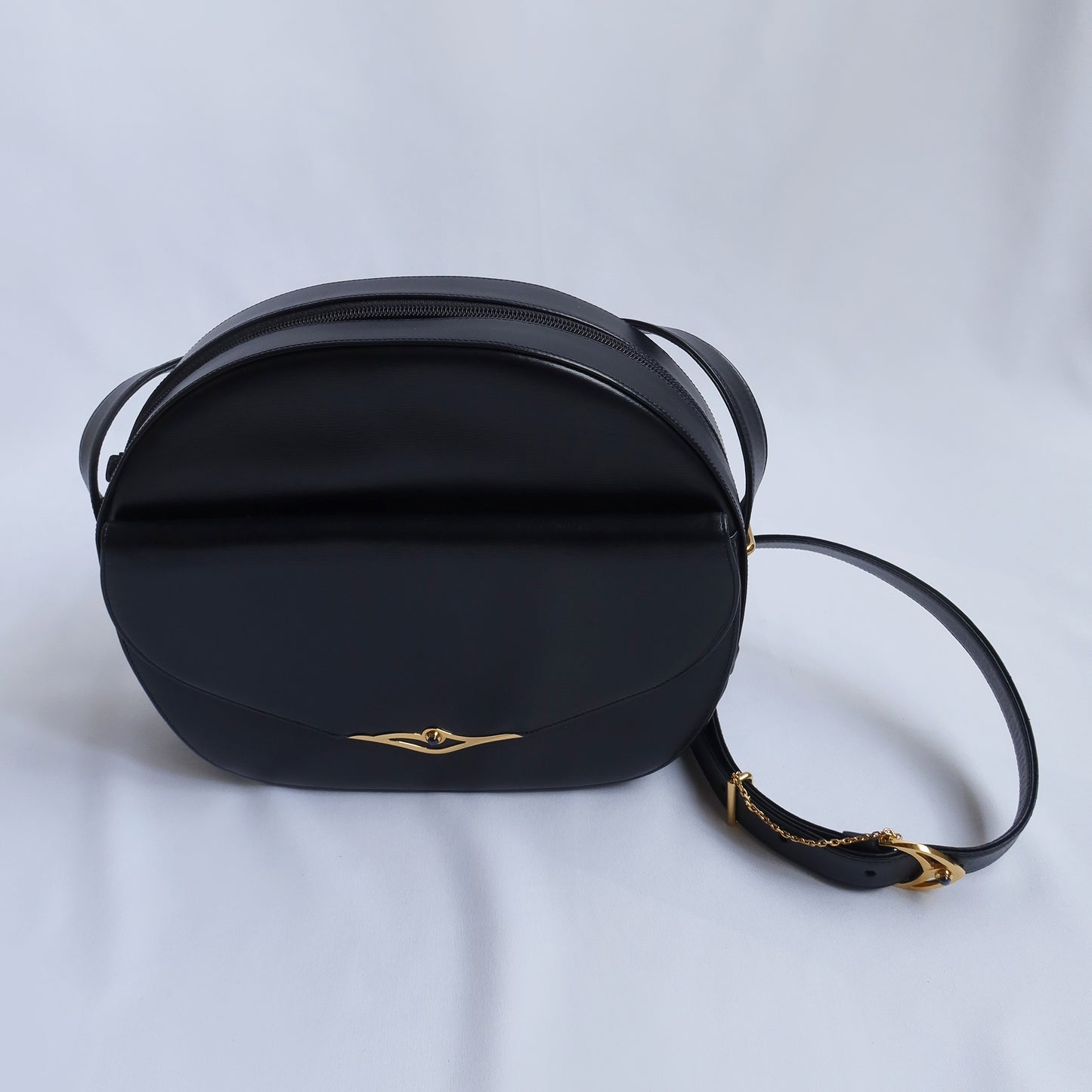 Cartier Vintage Black Sapphire Leather Crossbody Bag