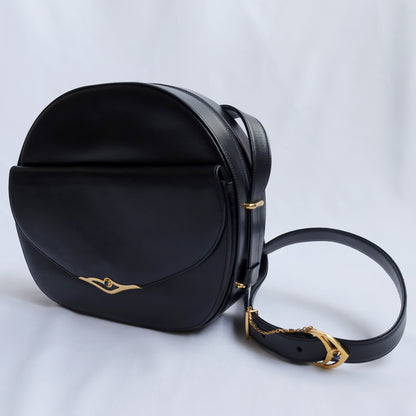 Cartier Vintage Black Sapphire Leather Crossbody Bag