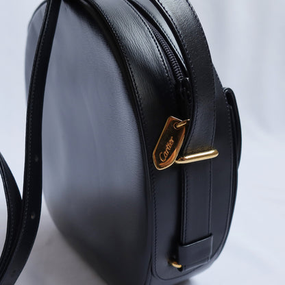 Cartier Vintage Black Sapphire Leather Crossbody Bag