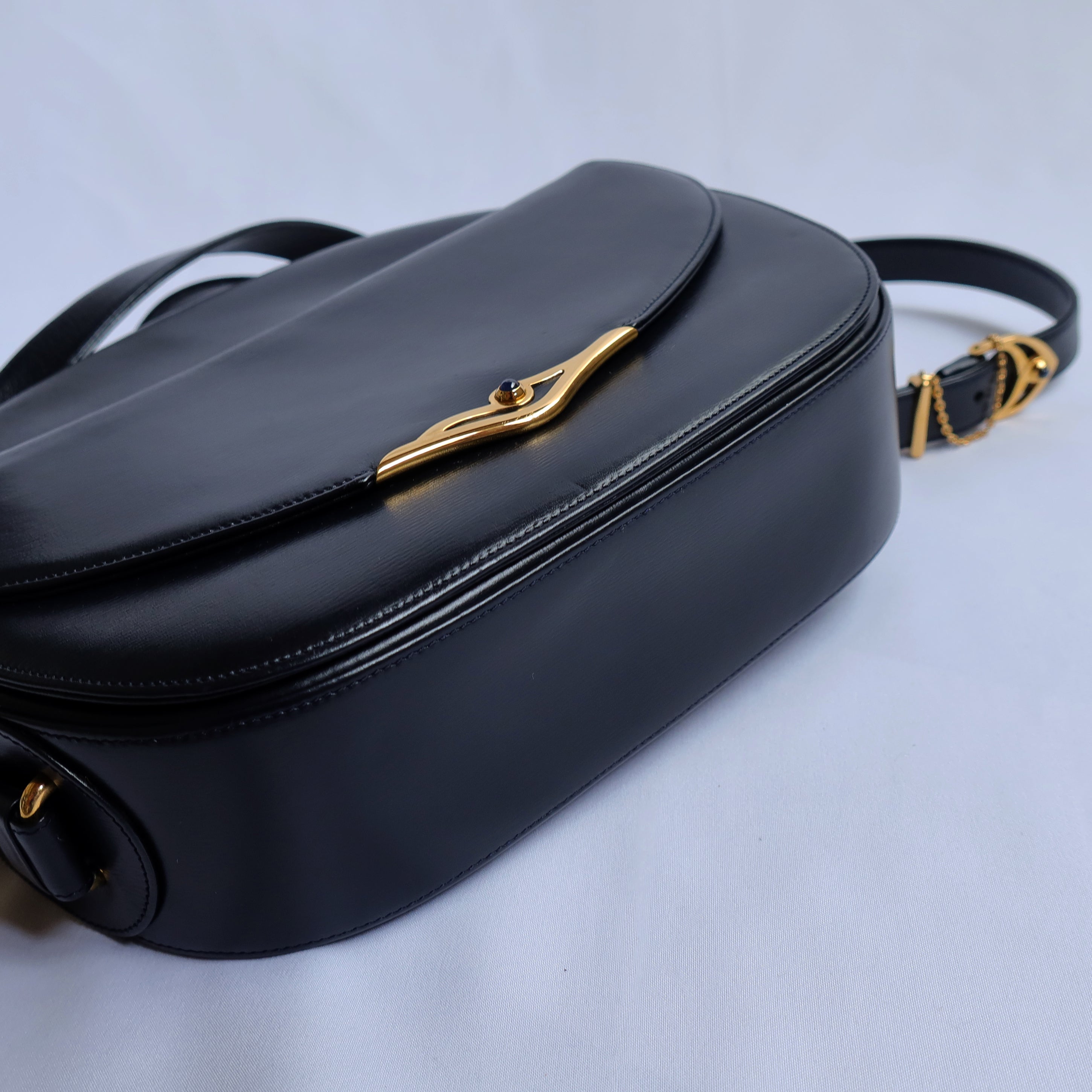 Cartier Vintage Black Sapphire Leather Crossbody Bag The Tanpopo