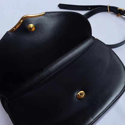 Cartier Vintage Black Sapphire Leather Crossbody Bag