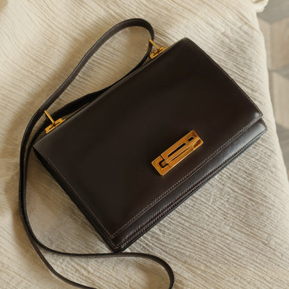 Vintage Hermès 1976 Quito II Brown Box Calf Leather 2way Bag