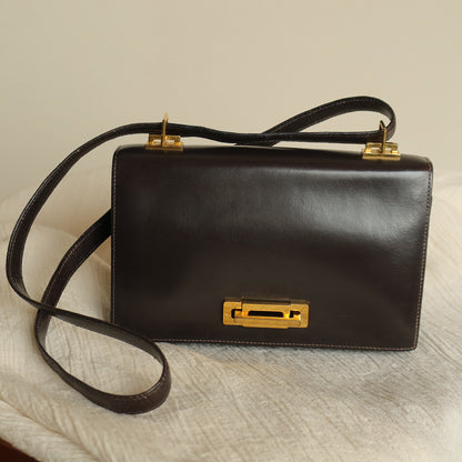 Vintage Hermès 1976 Quito II Brown Box Calf Leather 2way Bag