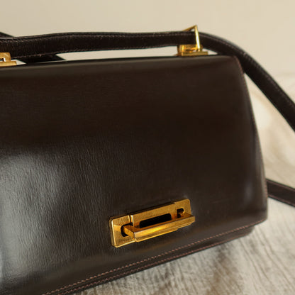 Vintage Hermès 1976 Quito II Brown Box Calf Leather 2way Bag