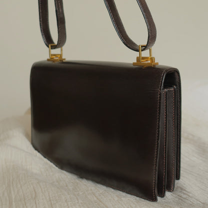 Vintage Hermès 1976 Quito II Brown Box Calf Leather 2way Bag