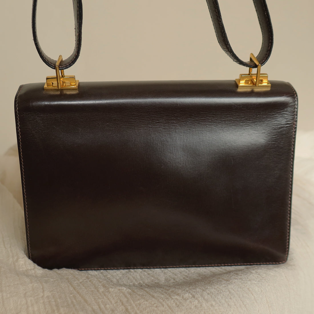 Vintage Hermès 1976 Quito II Brown Box Calf Leather 2way Bag