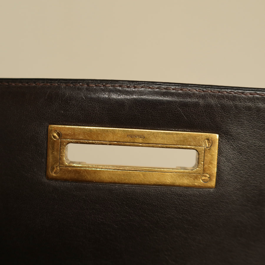 Vintage Hermès 1976 Quito II Brown Box Calf Leather 2way Bag