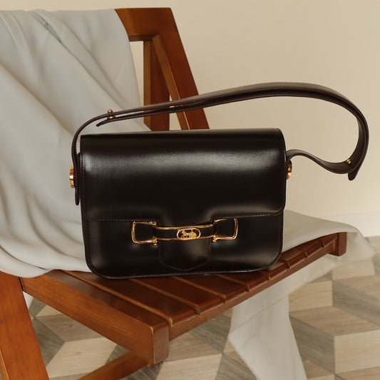 Celine Vintage Horse Carriage Shoulder Box Bag