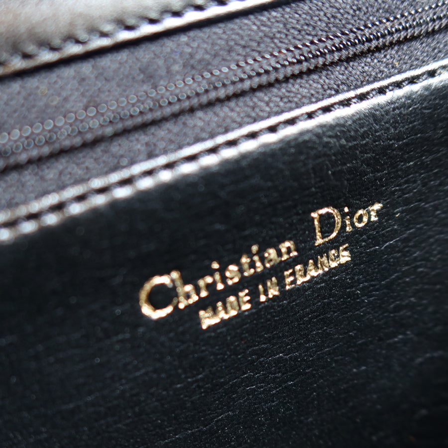 Christian Dior Vintage Classic Black Box Leather Shoulder Bag