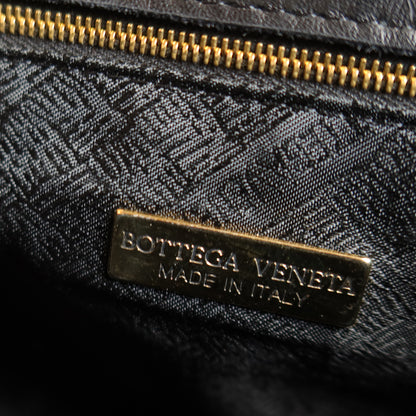 Bottega Veneta Vintage Black Intrecciato Weave Turn Lock Hand Bag