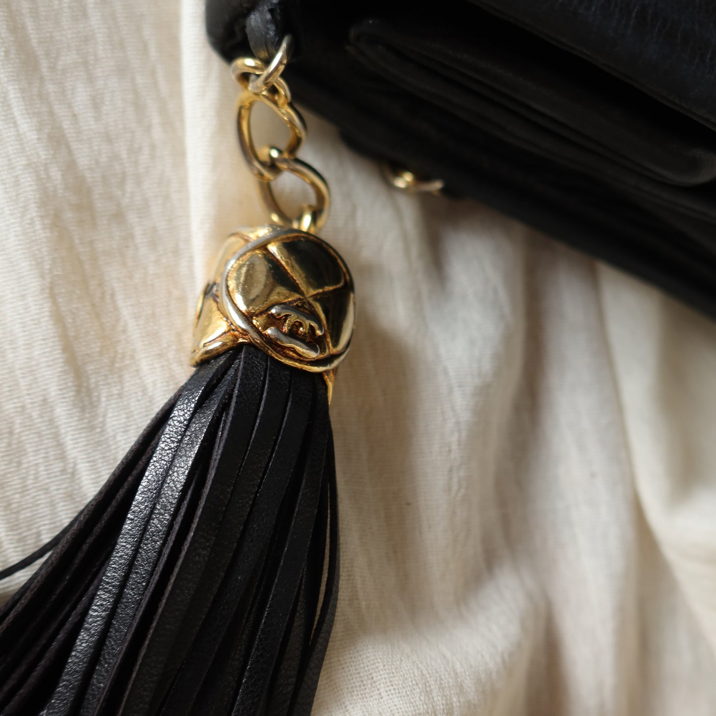 Chanel Vintage Tassel Asymmetrical Double Flap Bag