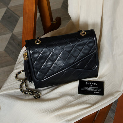 Chanel Vintage Tassel Asymmetrical Double Flap Bag