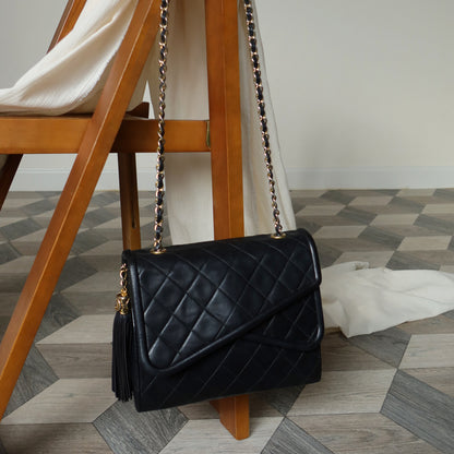 Chanel Vintage Tassel Asymmetrical Double Flap Bag