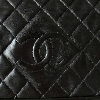 Chanel Vintage Black Lambskin Quilted CC Double Chain Flap Bag