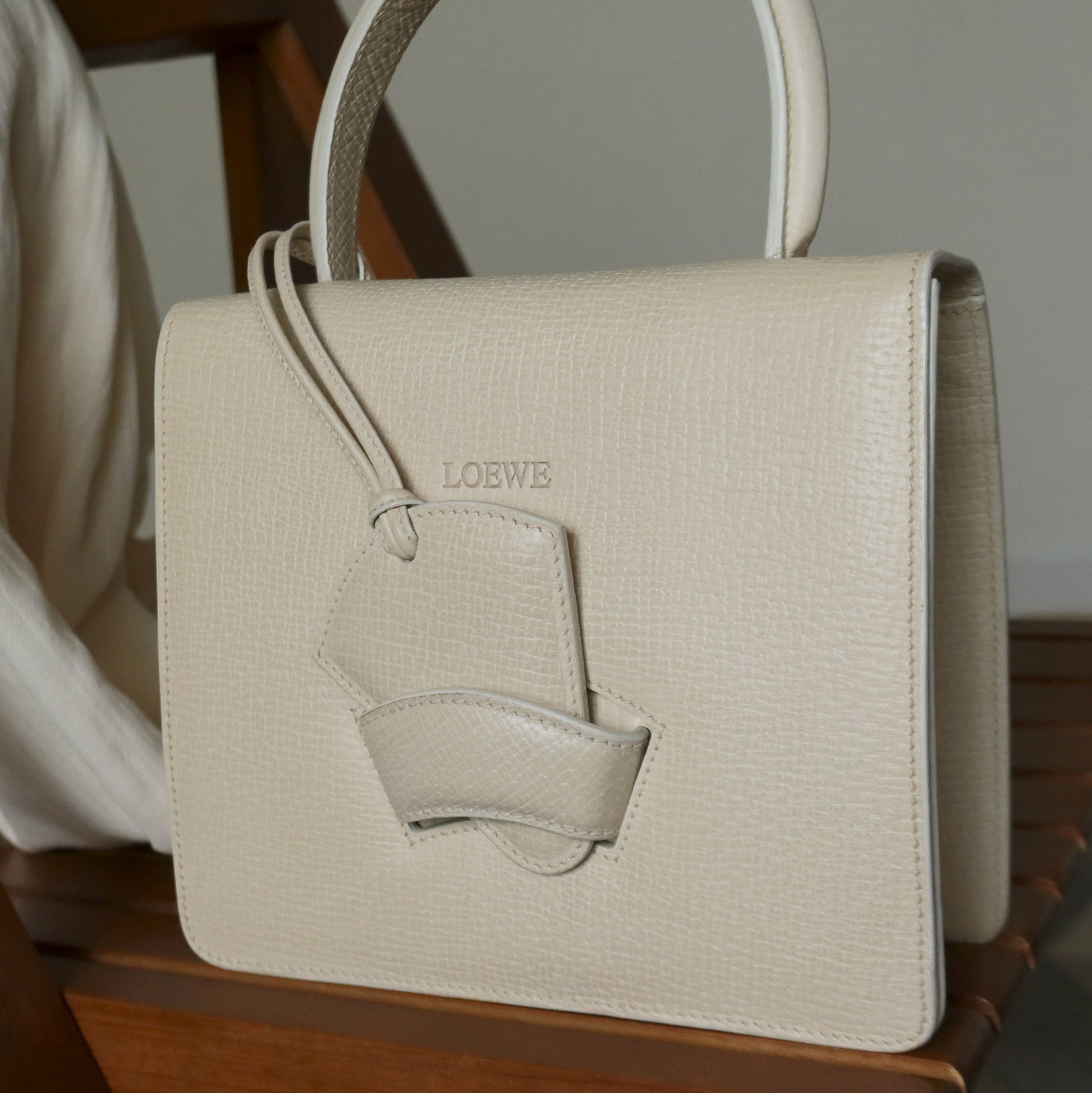 Loewe Vintage Ivory Calfskin Leather Barcelona Bag