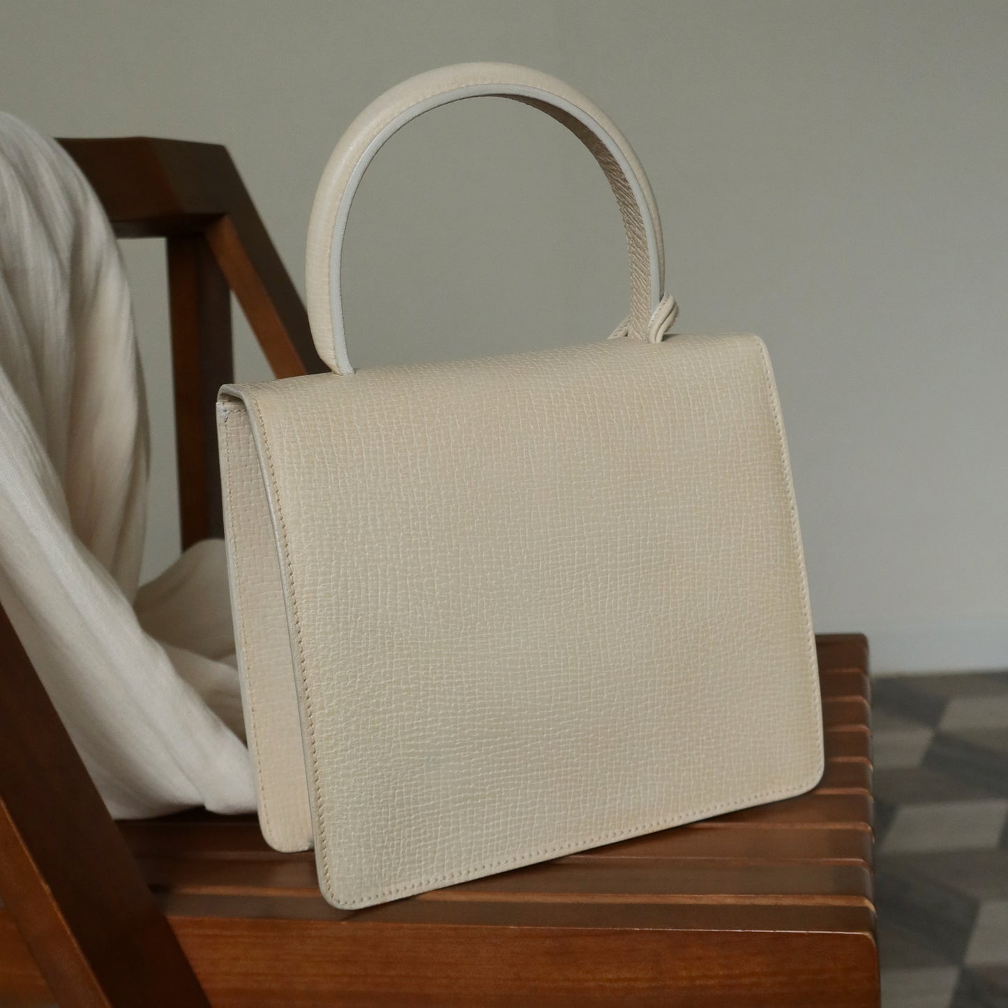 Loewe Vintage Ivory Calfskin Leather Barcelona Bag