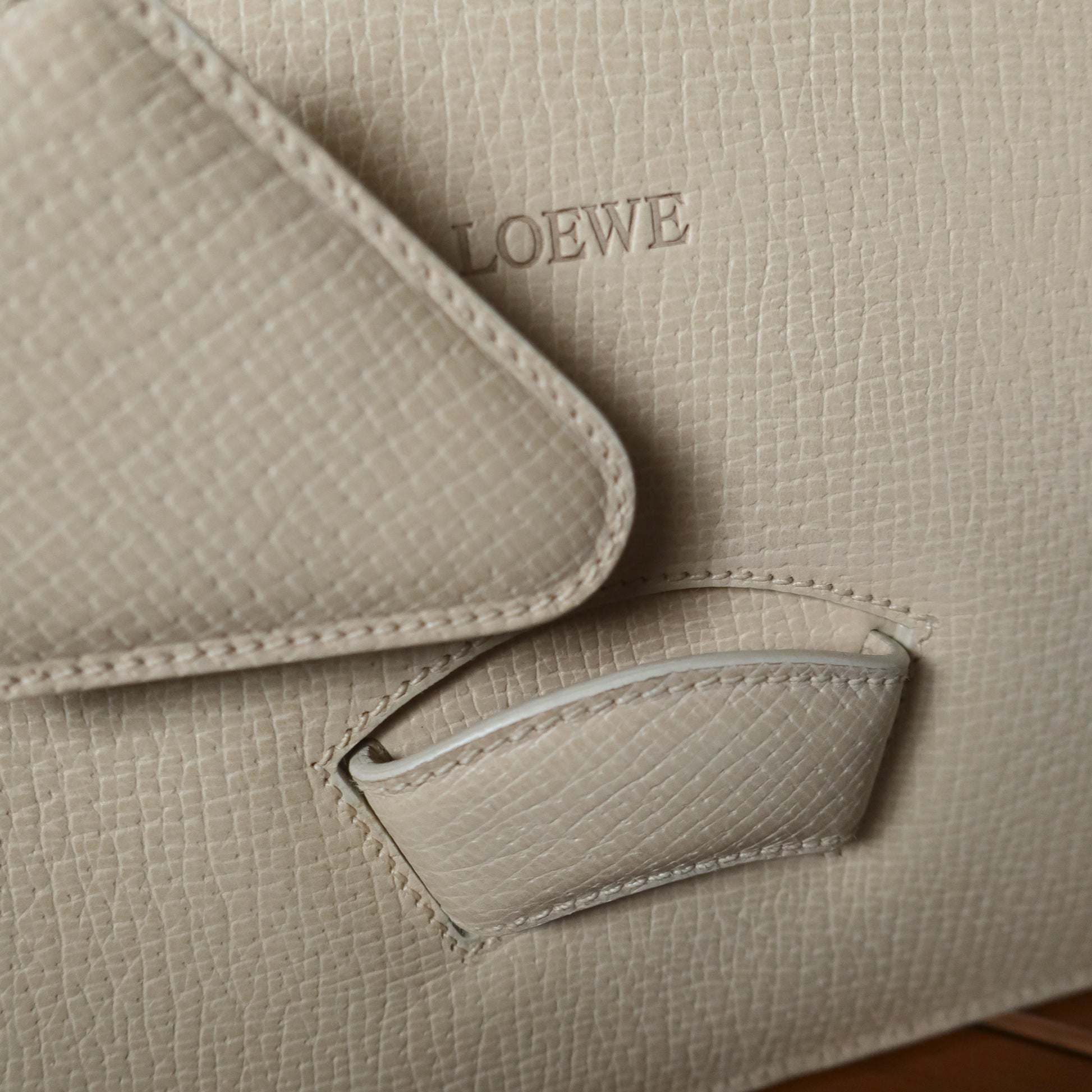 Loewe Vintage Ivory Calfskin Leather Barcelona Bag