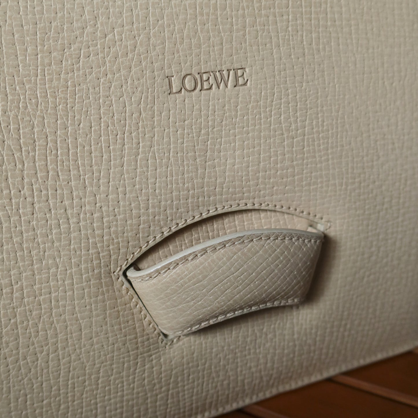 Loewe Vintage Ivory Calfskin Leather Barcelona Bag