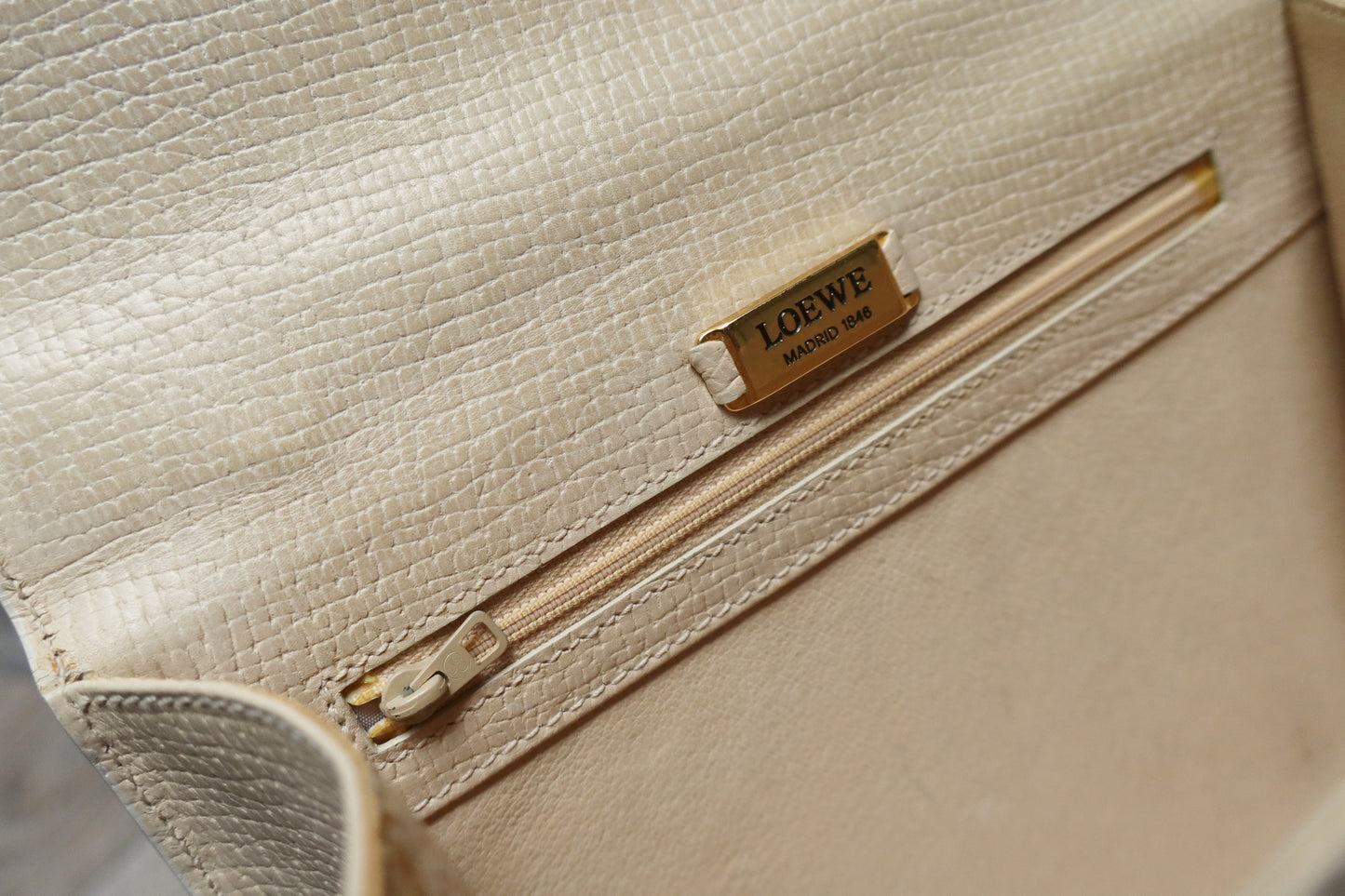 Loewe Vintage Ivory Calfskin Leather Barcelona Bag