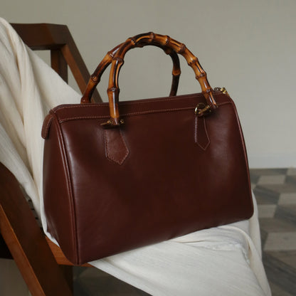 Gucci Vintage Brown Boston Bag with Bamboo Handles